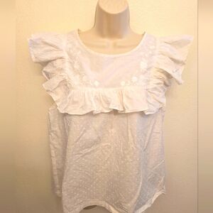 EUC H&M Ladies White Sleeveless Blouse With Ruffled Collar